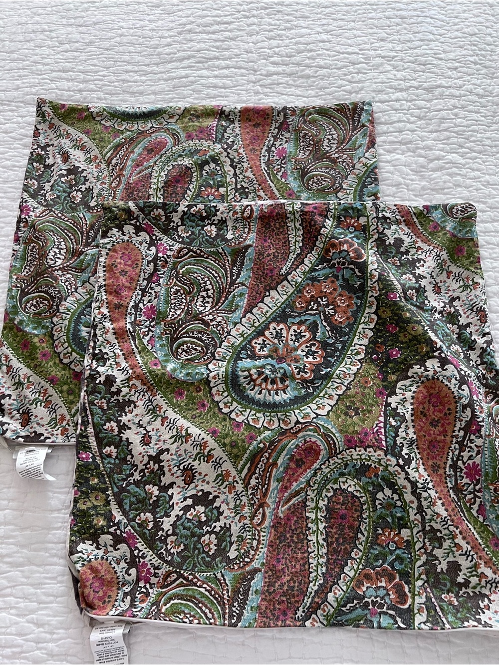 Pair of Pottery Barn Paisley Ikat Pillow Covers 23x23